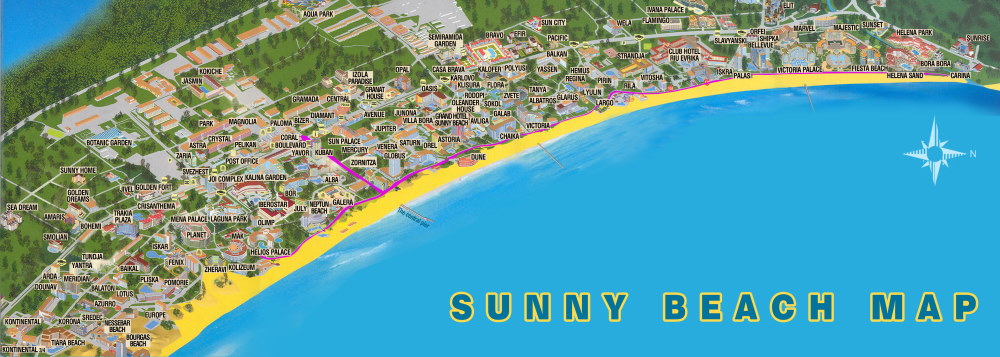 Map of Sunny Beach Map of Sunny Beach